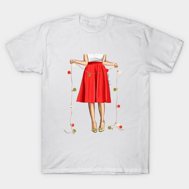 Holding Christmas Lights T-Shirt by elzafoucheartist